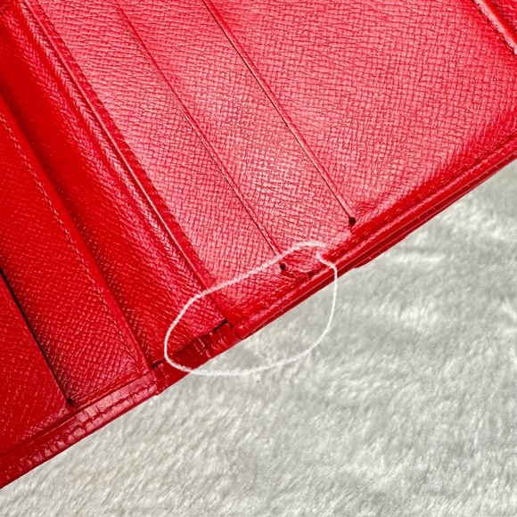 💯Louis Vuitton Red Epi Leather Trifold Wallet custom painted X Kusama dots 🔴⚪️ - Picture 11 of 15